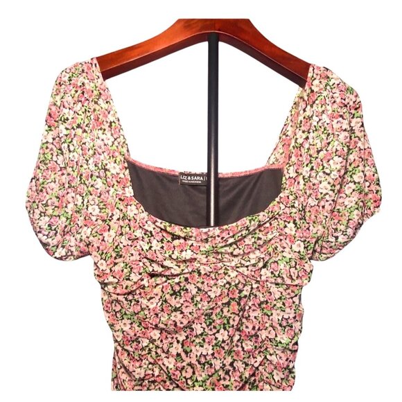 Liz & Sara Dresses & Skirts - Floral Puff Sleeve Ruched Mini Dress Coquette Babydoll Fairy Party Celebrate